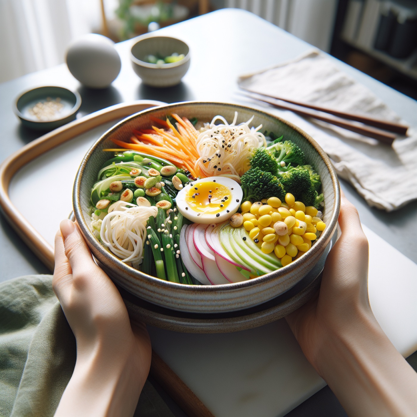 Easy Spring Vegetable Bibimbap with Fried Egg and Gochujang