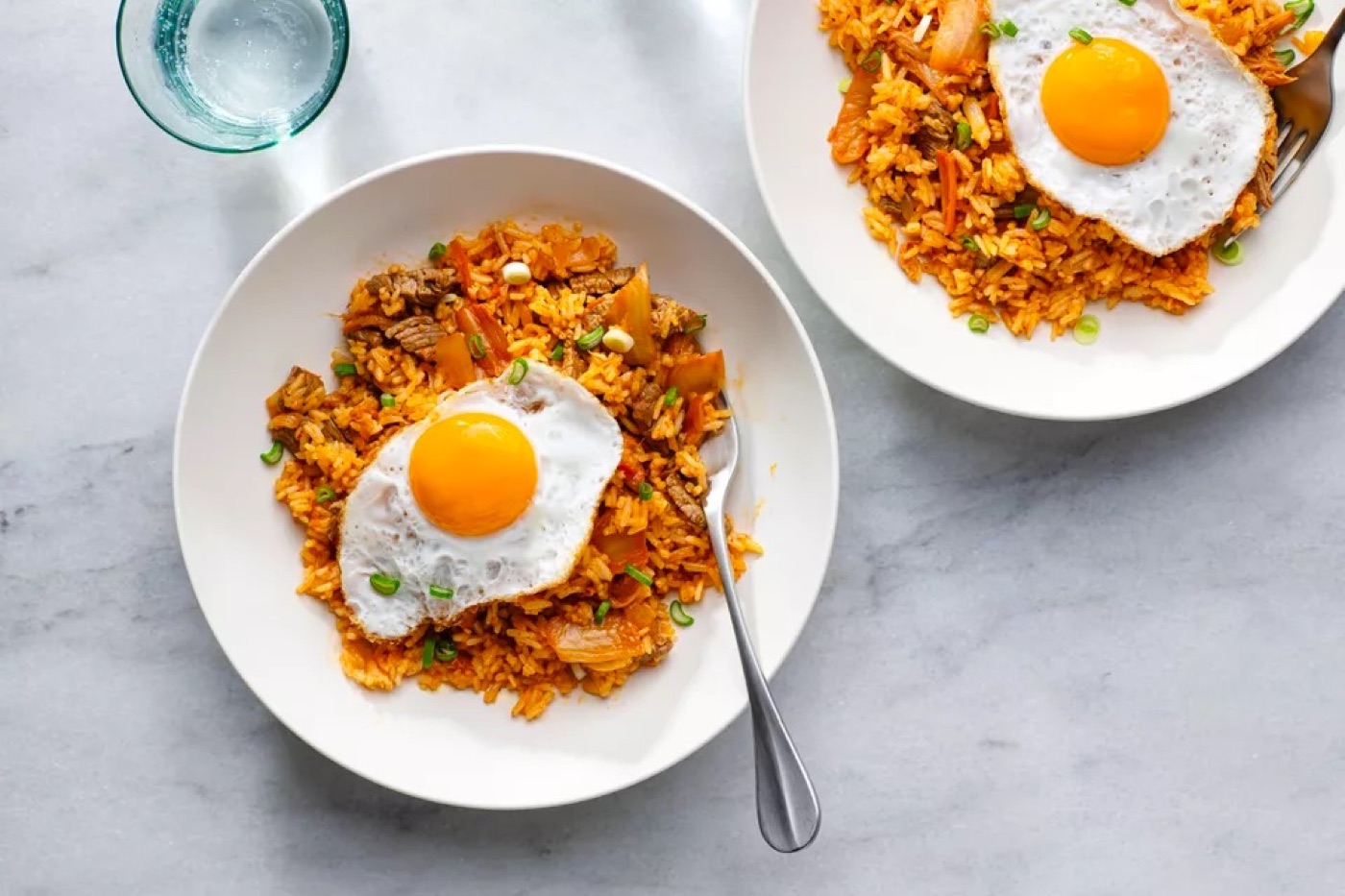 Kimchi Fried Rice (Kimchi Bokkeumbap) with Beef and a Fried Egg